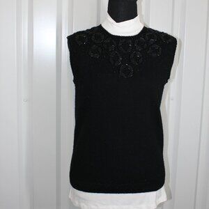 Marchessa International Vintage Womens Sleeveless Beaded Sweater Black Size EU36